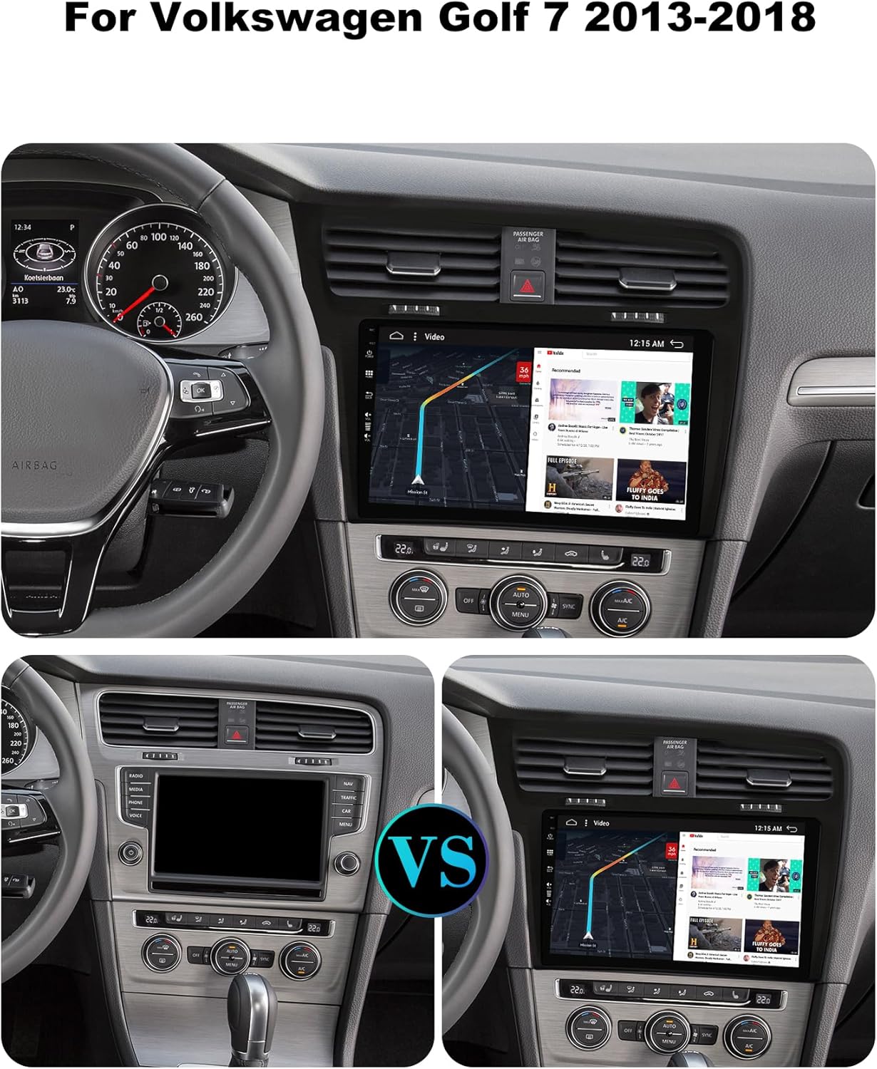 SXAUTO Autoradio Android 14 IPS per Golf 7 (2013-2018) - immagine 3