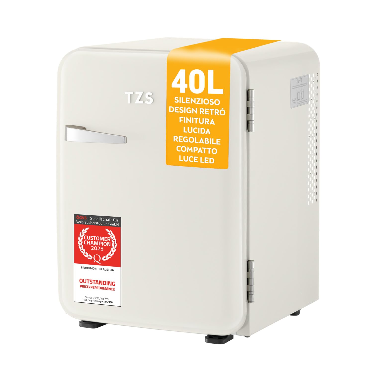 Tzs First Austria - Mini Frigorífico Retro 40L, Crema