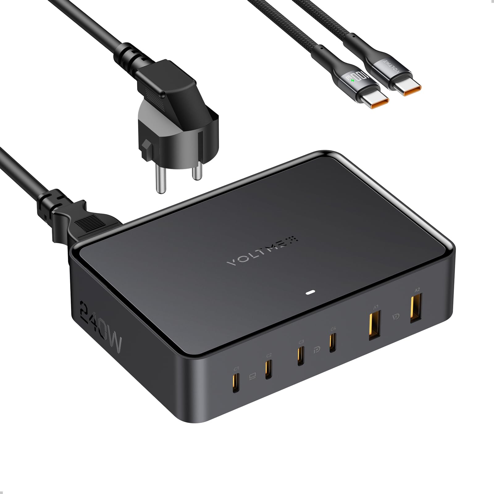 Voltme Caricatore USB C 240W GaN III PD3.1, Nero