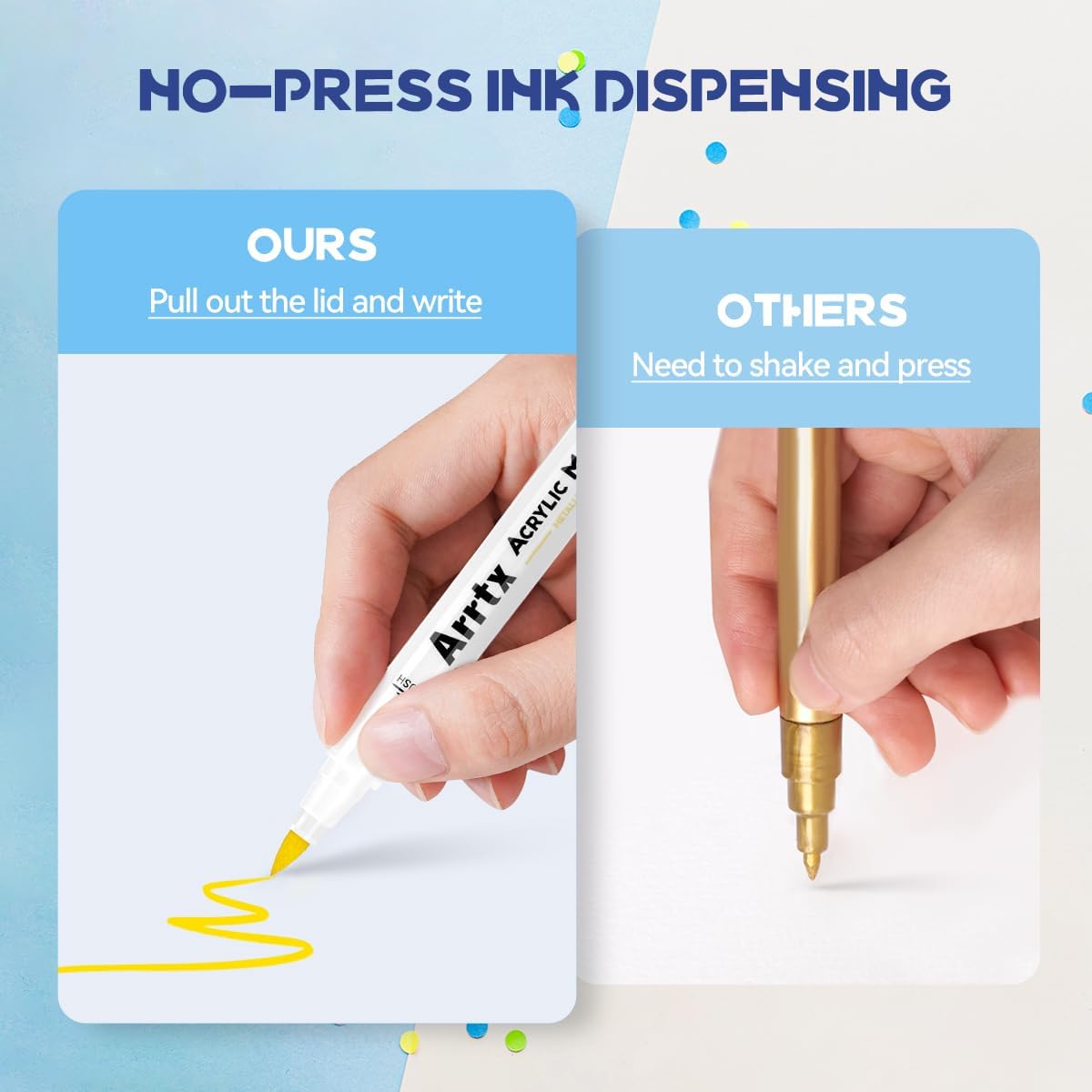 Arrtx Penne per Pittura Acrilica 60A con Punta a Pennello - immagine 3