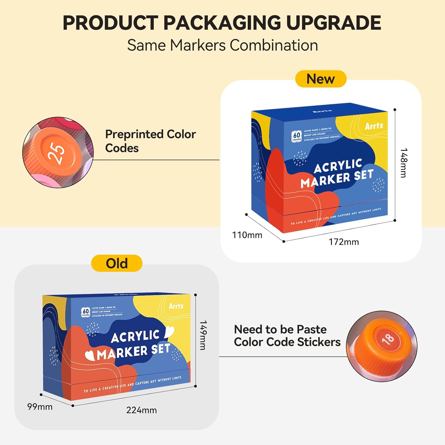 Arrtx Penne per Pittura Acrilica 60A con Punta a Pennello - immagine 4