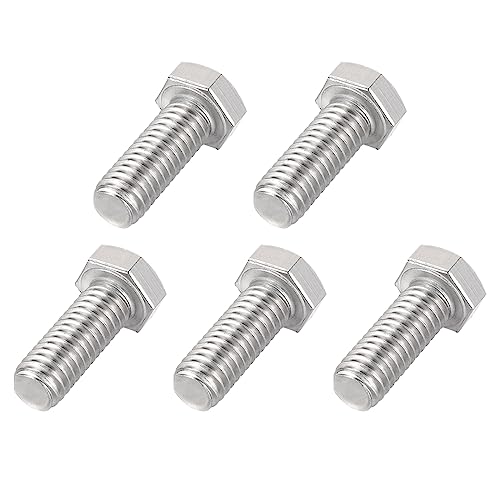 QUARKZMAN 3/8-16x1" Bulloni Esagonali x 5pz Bulloni Esagonali in Pollici Esagonale Vite Bullone Fissaggio Bulloni in Pollici per Riparare Oggetti, [Tono argento, 304 Acciaio inossidabile ]