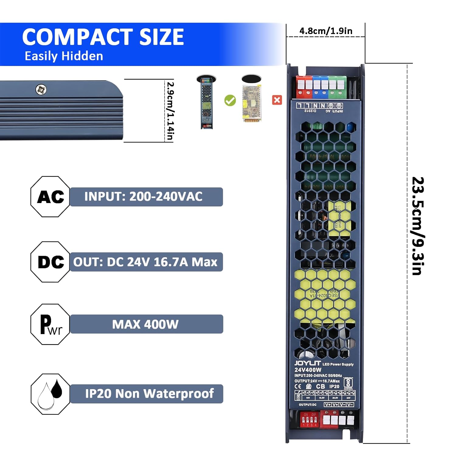 Joylit Alimentatore 24V 400W Professionale - immagine 4