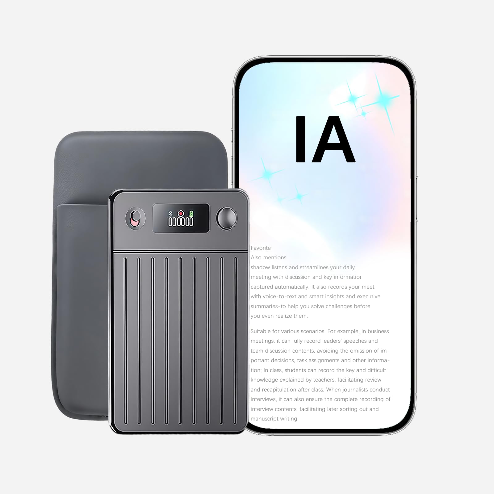 Registratore Vocale AI Professionale 64GB con Trascrizione