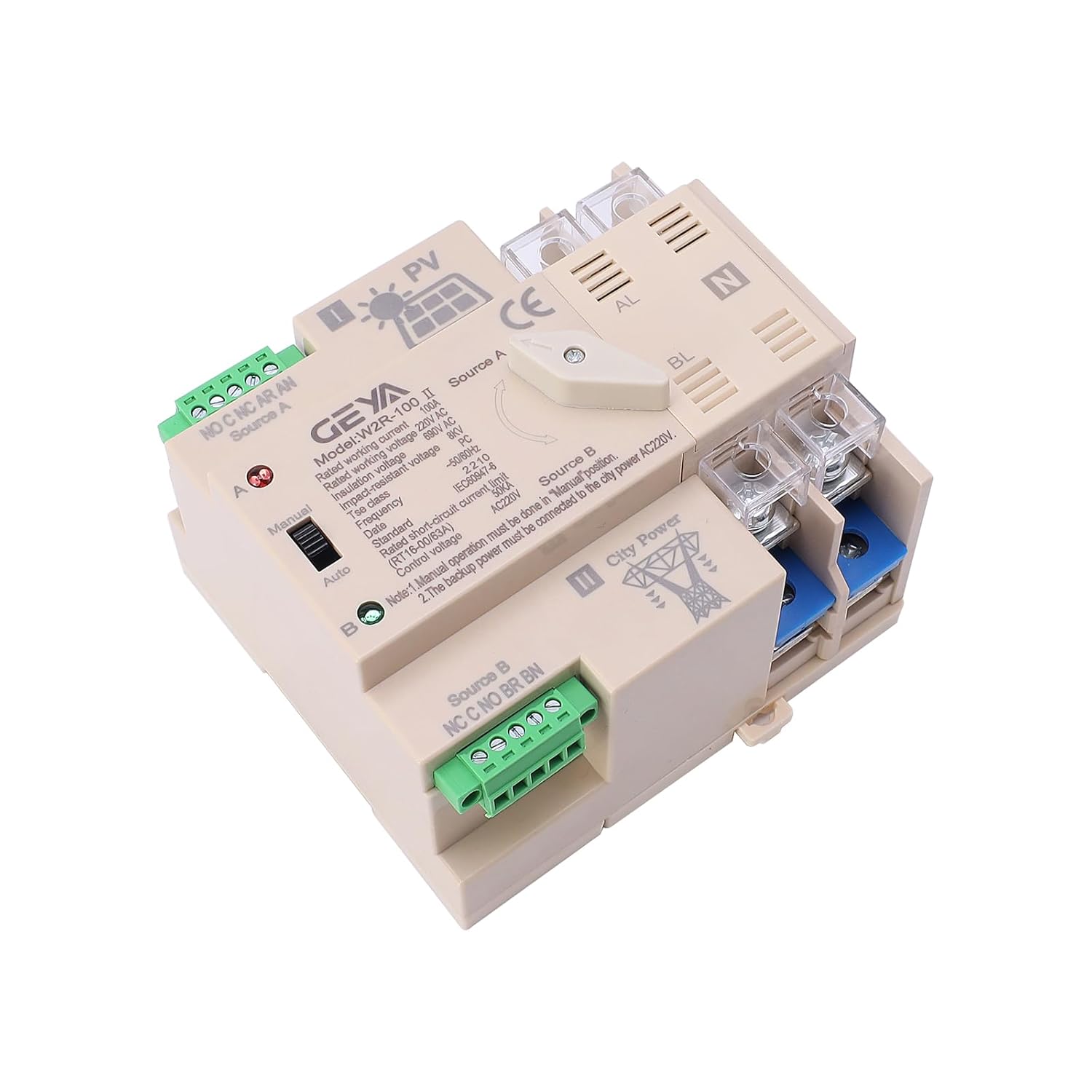 Geya Interruttore Trasferimento Automatico Solare 2P 100A - immagine 1