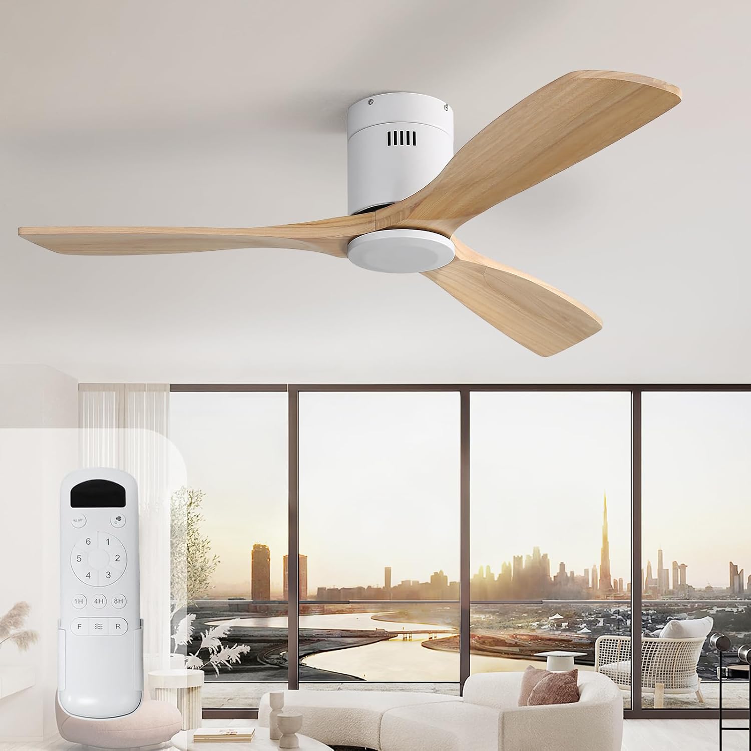 Sofucor Ventilatore da Soffitto Legno Massiccio 132cm - immagine 1