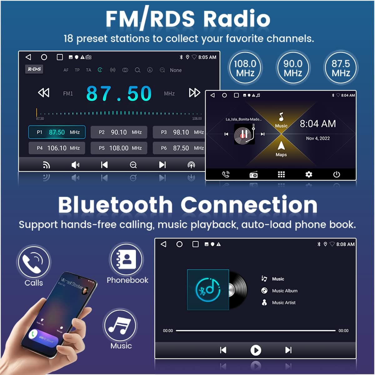 Hikity Stereo Auto Android 15 per Ford Focus 2004-2011, Argento - immagine 4