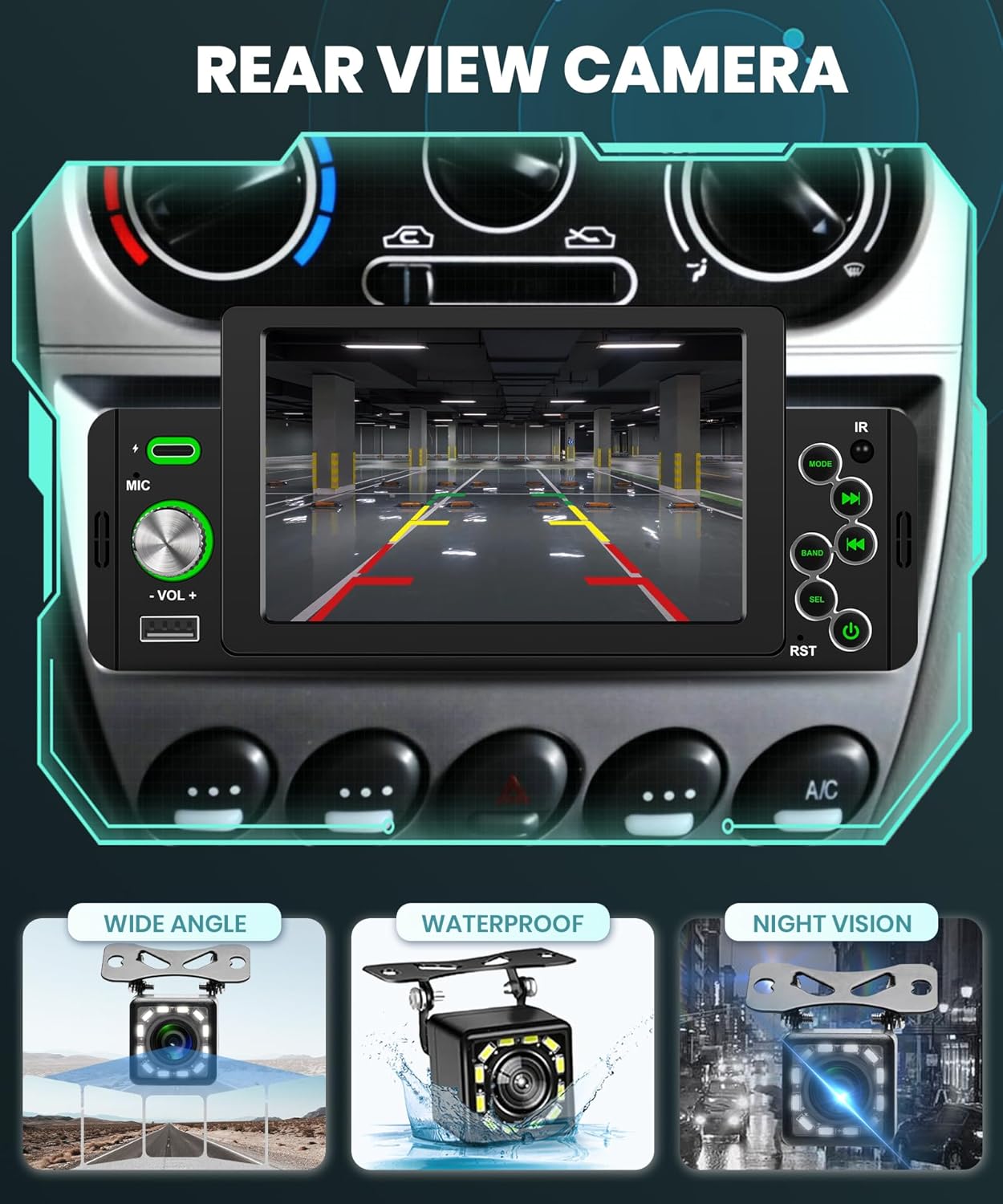 Autoradio 1 Din Carplay Android Auto Bluetooth 5 Pollici - immagine 5