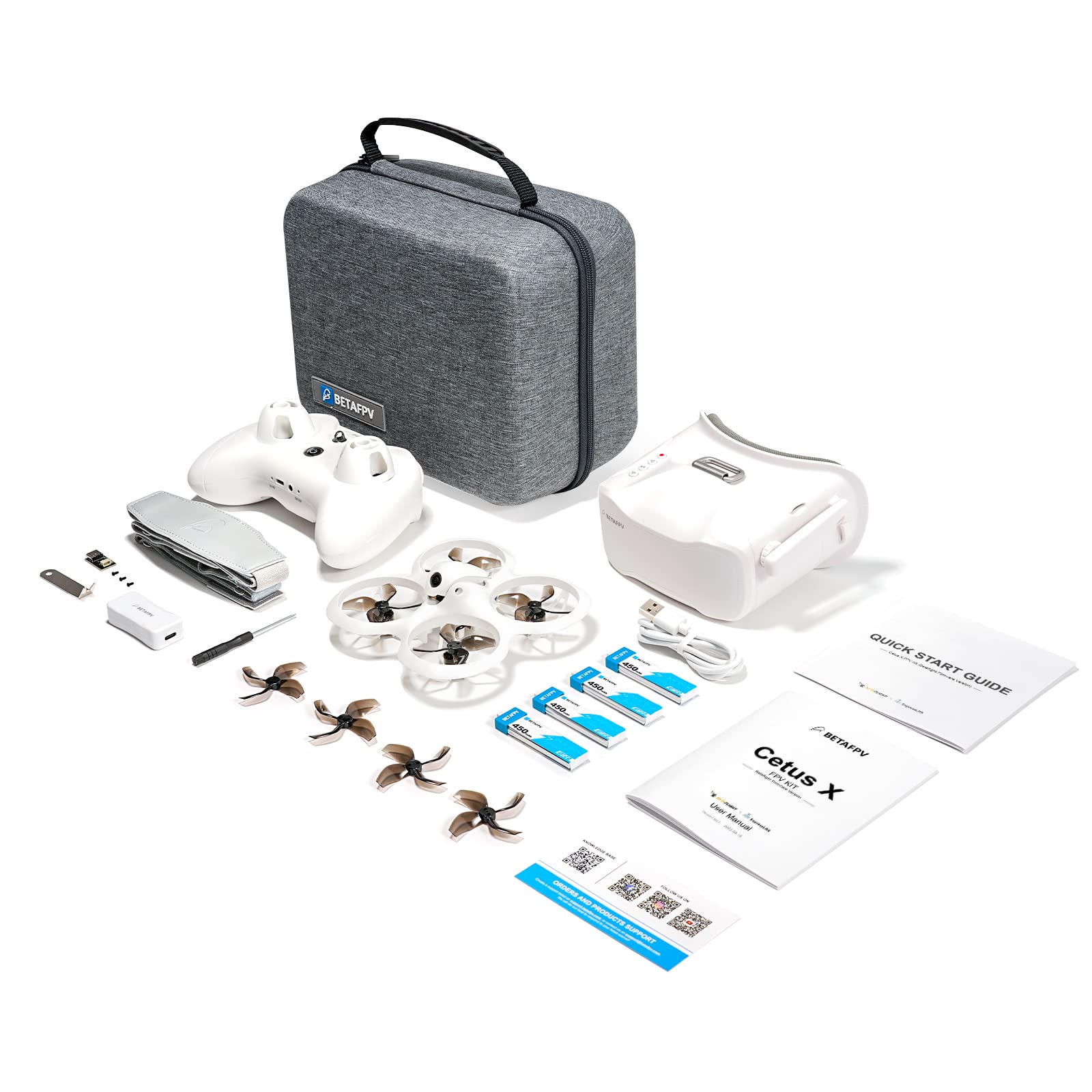 BETAFPV Cetus X FPV Kit con LiteRadio 3 Trasmettitore VR03 Occhiali con Funzione di Registrazione DVR, 2S Potenza Avanzato RTF Kit Supportato per Principianti FPV per Volare più Velocemente ELRS V3