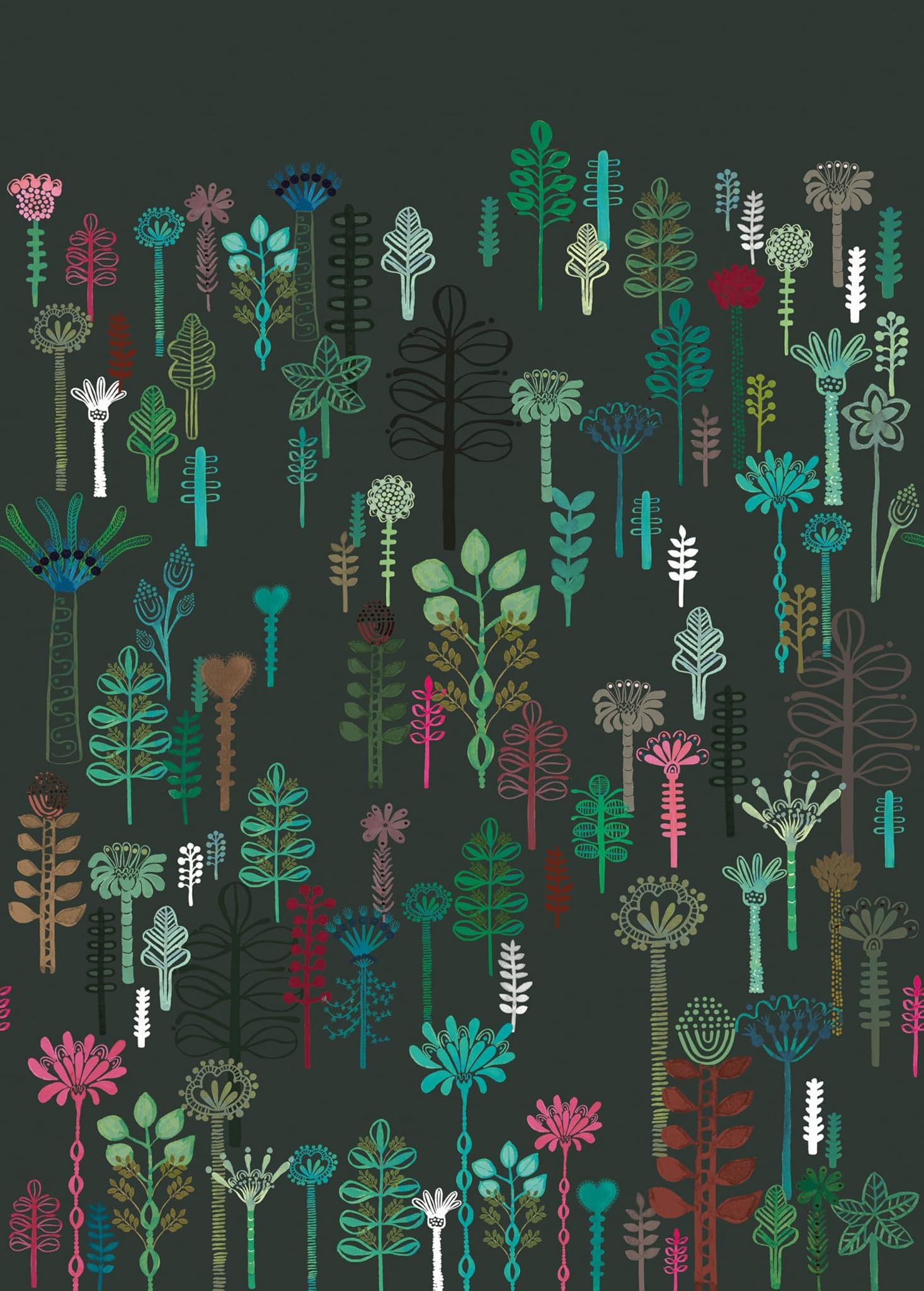 Rasch Carta da parati 557886 - Piante Astratte, Grigio/Verde