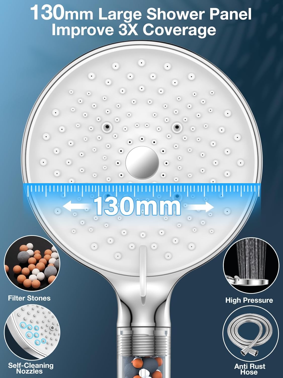 Yeaupe Pro Soffione Doccia Alta Pressione 130mm - immagine 4