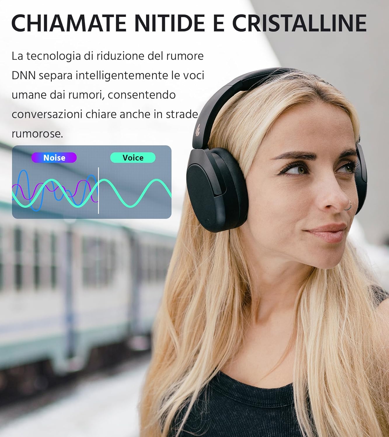 Edifier W830NB - Cuffie Wireless Over Ear ANC, Nero - immagine 6