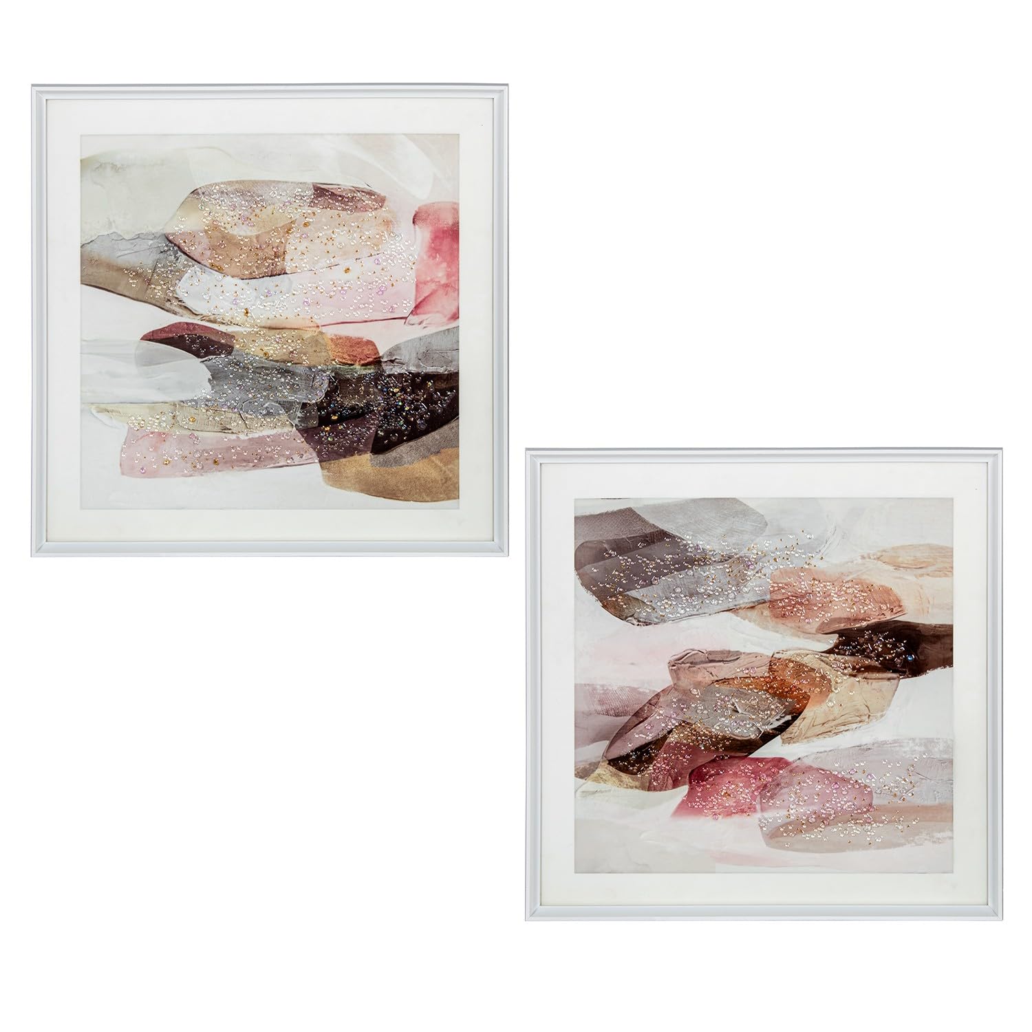 DRW Set 2 Quadri Astratti con Cornice in Legno 63x63cm