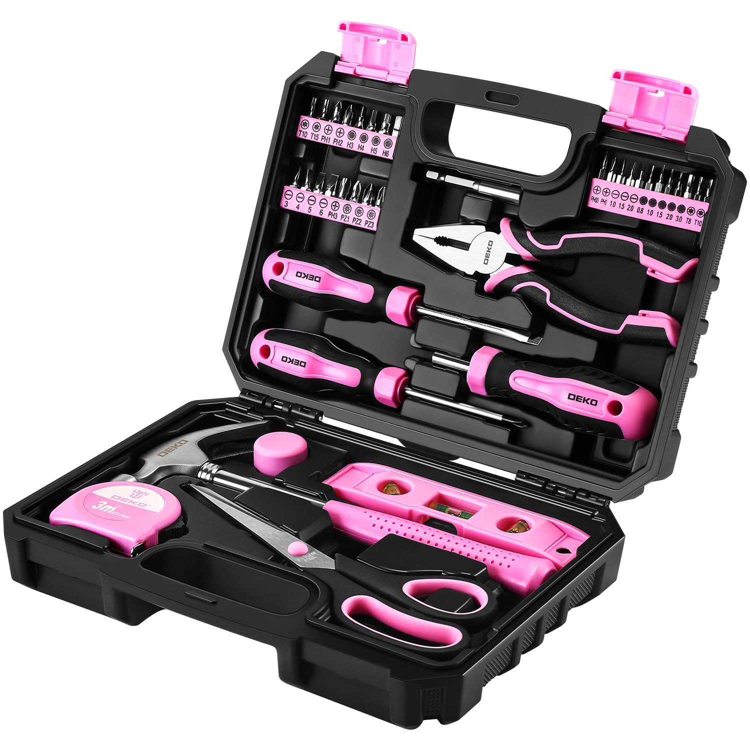 DEKO Kit Attrezzi Rosa per Fai-da-Te con Custodia