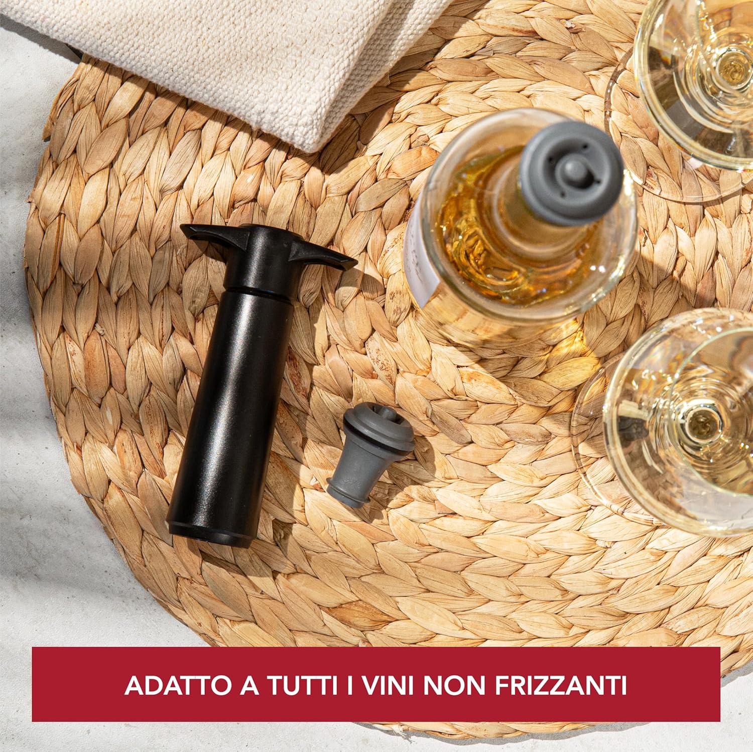 Vacu Vin Pompa Vino - Nero - 1 Pompa 2 Tappi - immagine 4