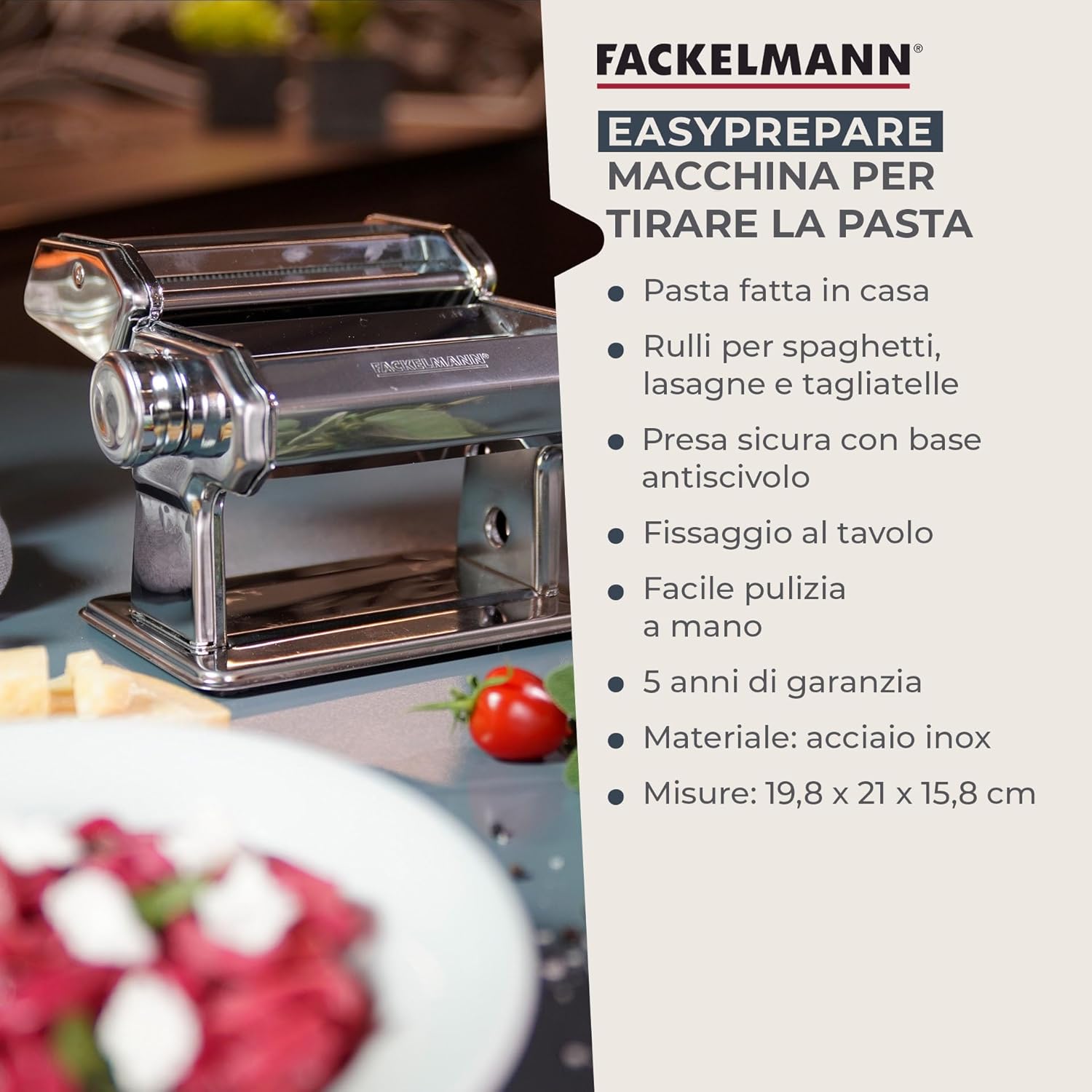 Fackelmann Macchina per Pasta a Mano Regolabile - immagine 4