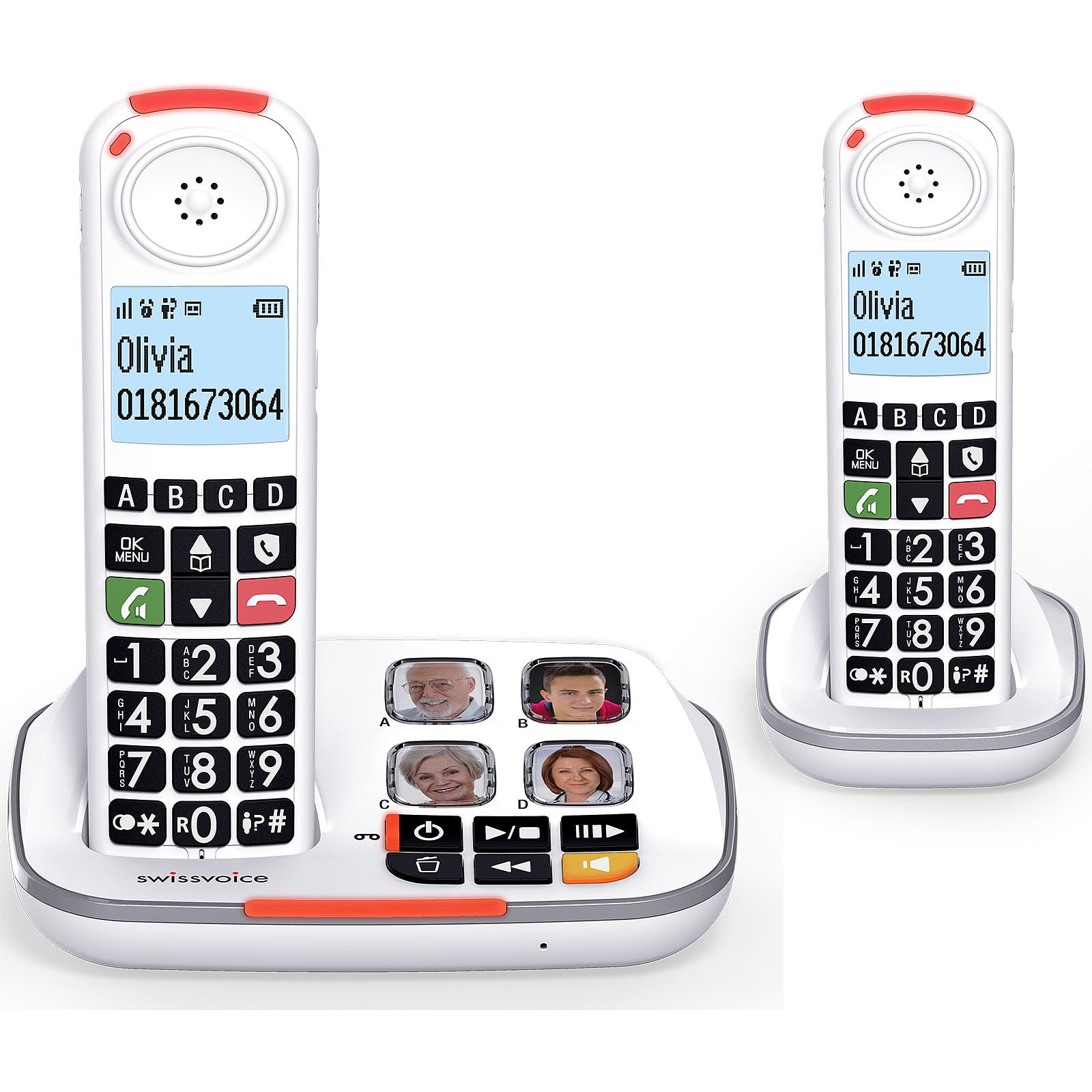 2 Telefoni Cordless Duo per Anziani con Vivavoce