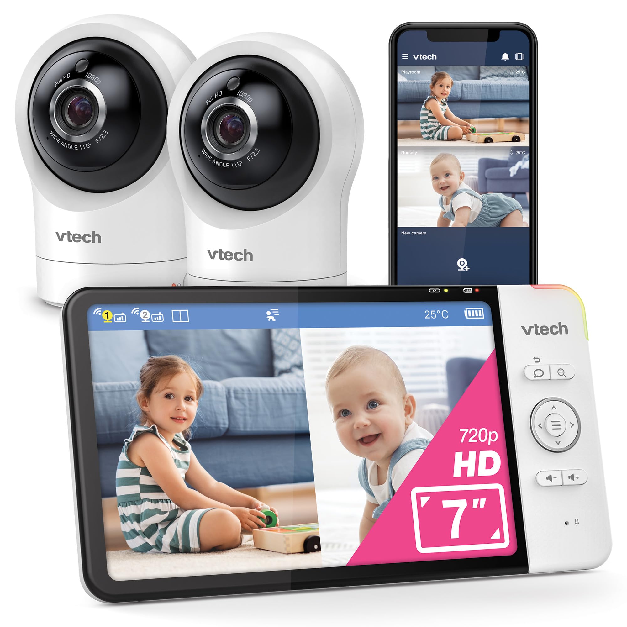 Vtech Baby Monitor Smart Wi-Fi RM7764-2HD con 2 Telecamere