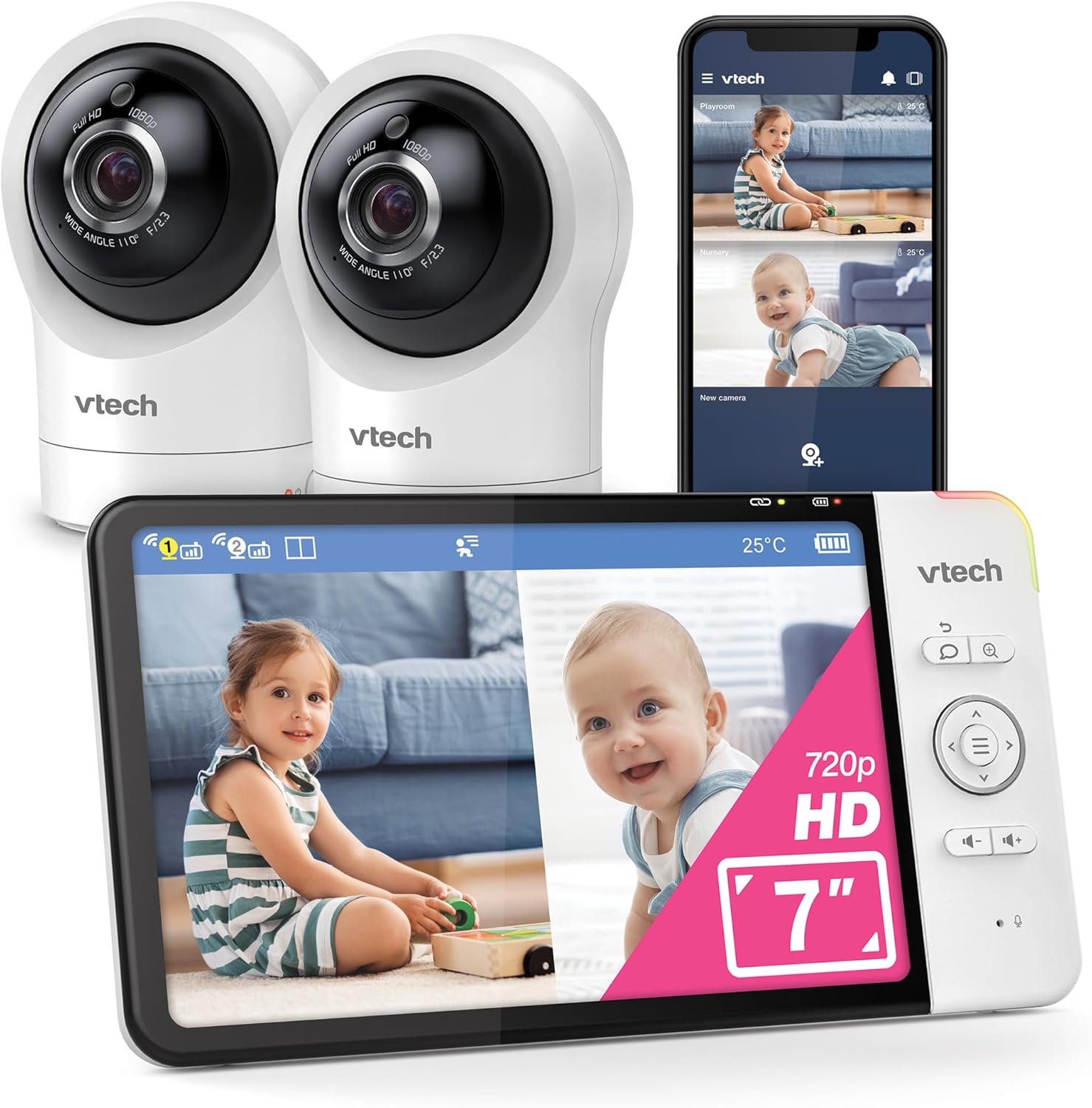Vtech Baby Monitor Smart Wi-Fi RM7764-2HD con 2 Telecamere - immagine 1