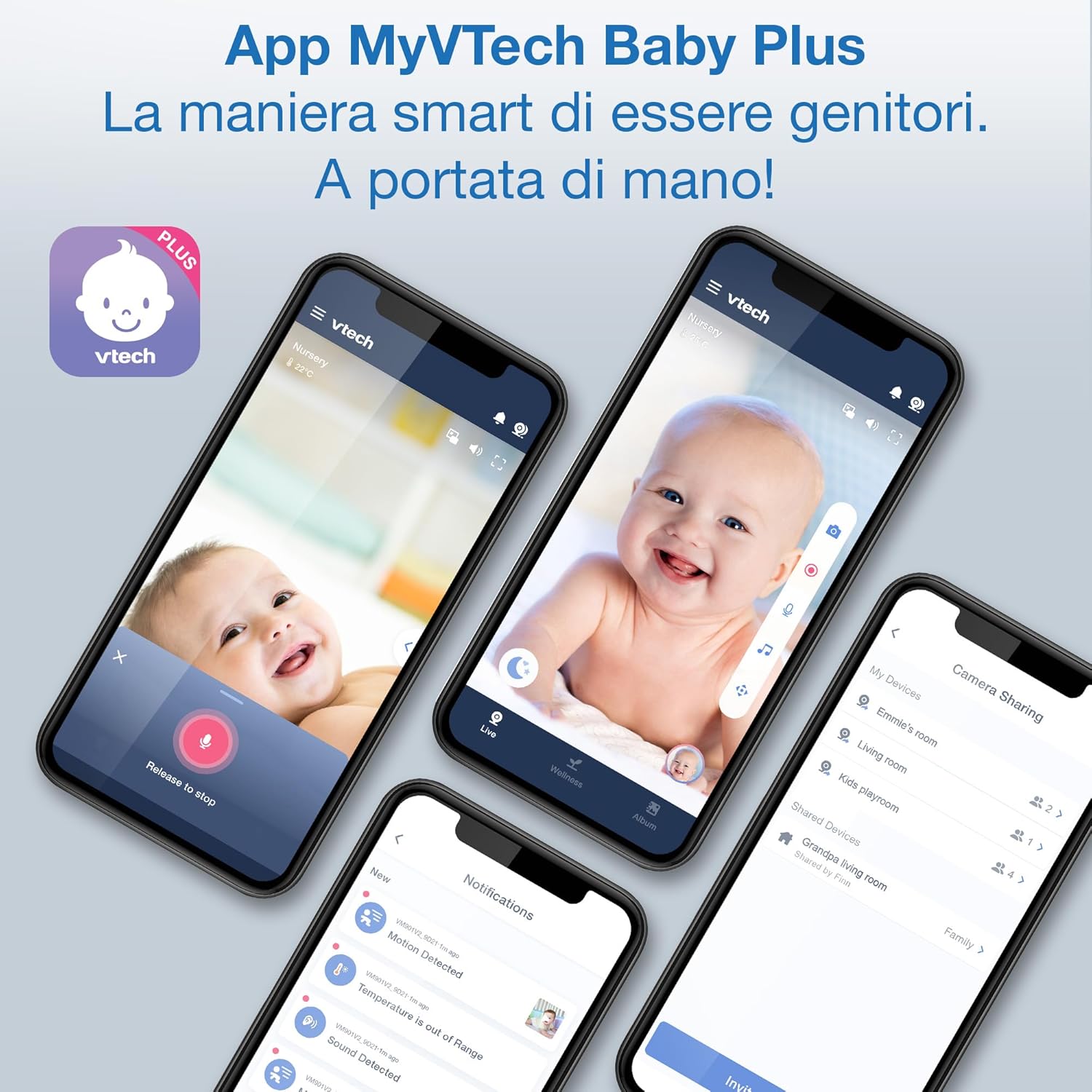 Vtech Baby Monitor Smart Wi-Fi RM7764-2HD con 2 Telecamere - immagine 3