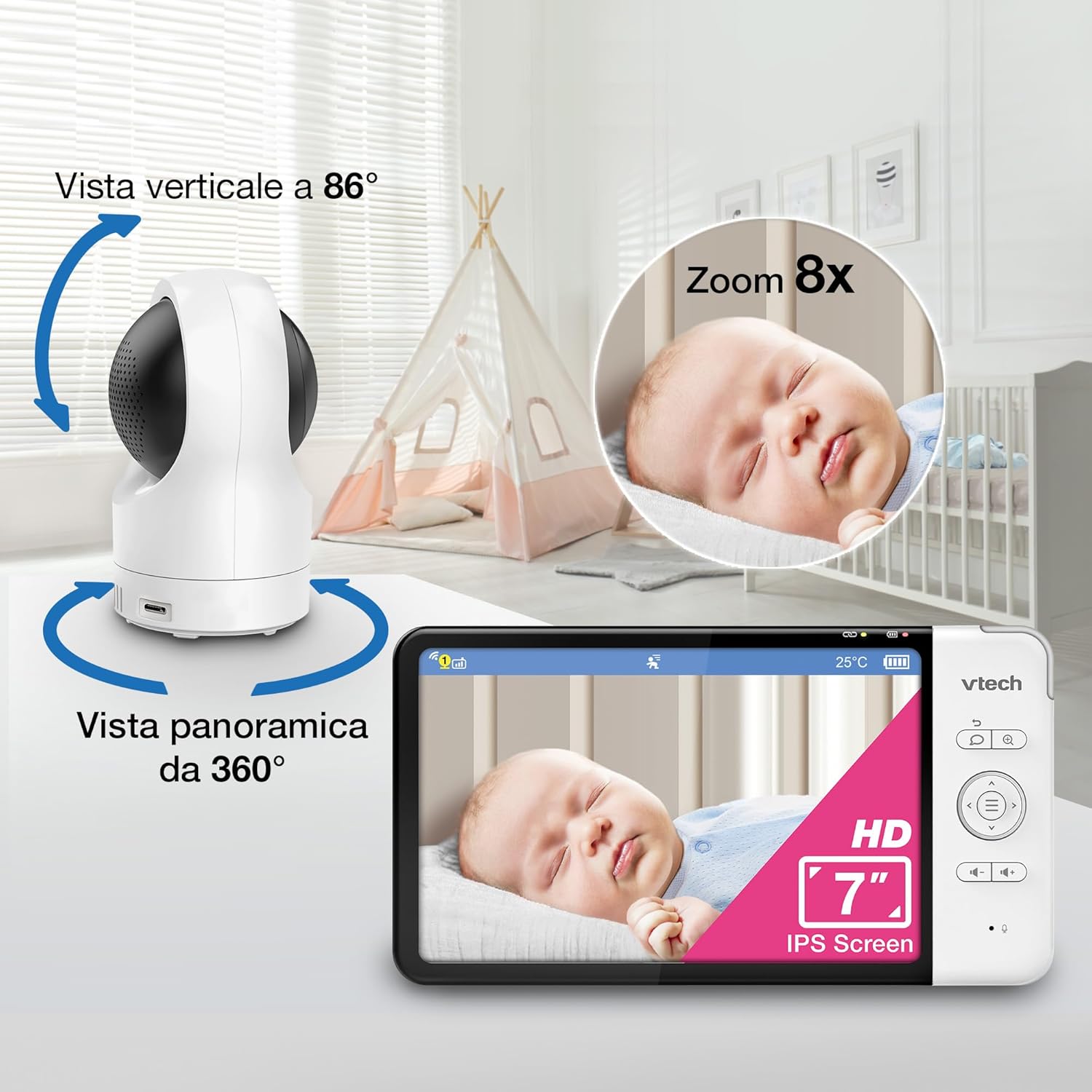 Vtech Baby Monitor Smart Wi-Fi RM7764-2HD con 2 Telecamere - immagine 5