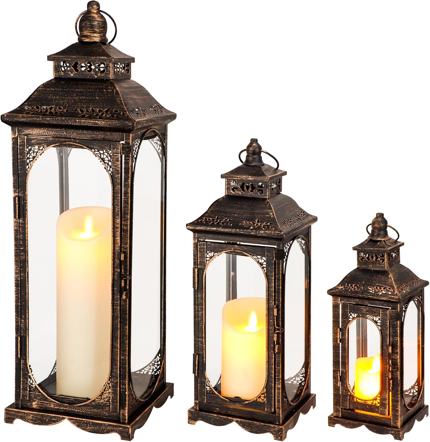 Trirocks Set 3 Lanterne Vintage per Candele, Decorative Esterni