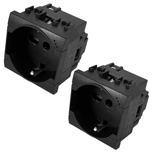 Mokeka Presa Schuko Bipasso 2P+T 16A (2 pezzi), Nero