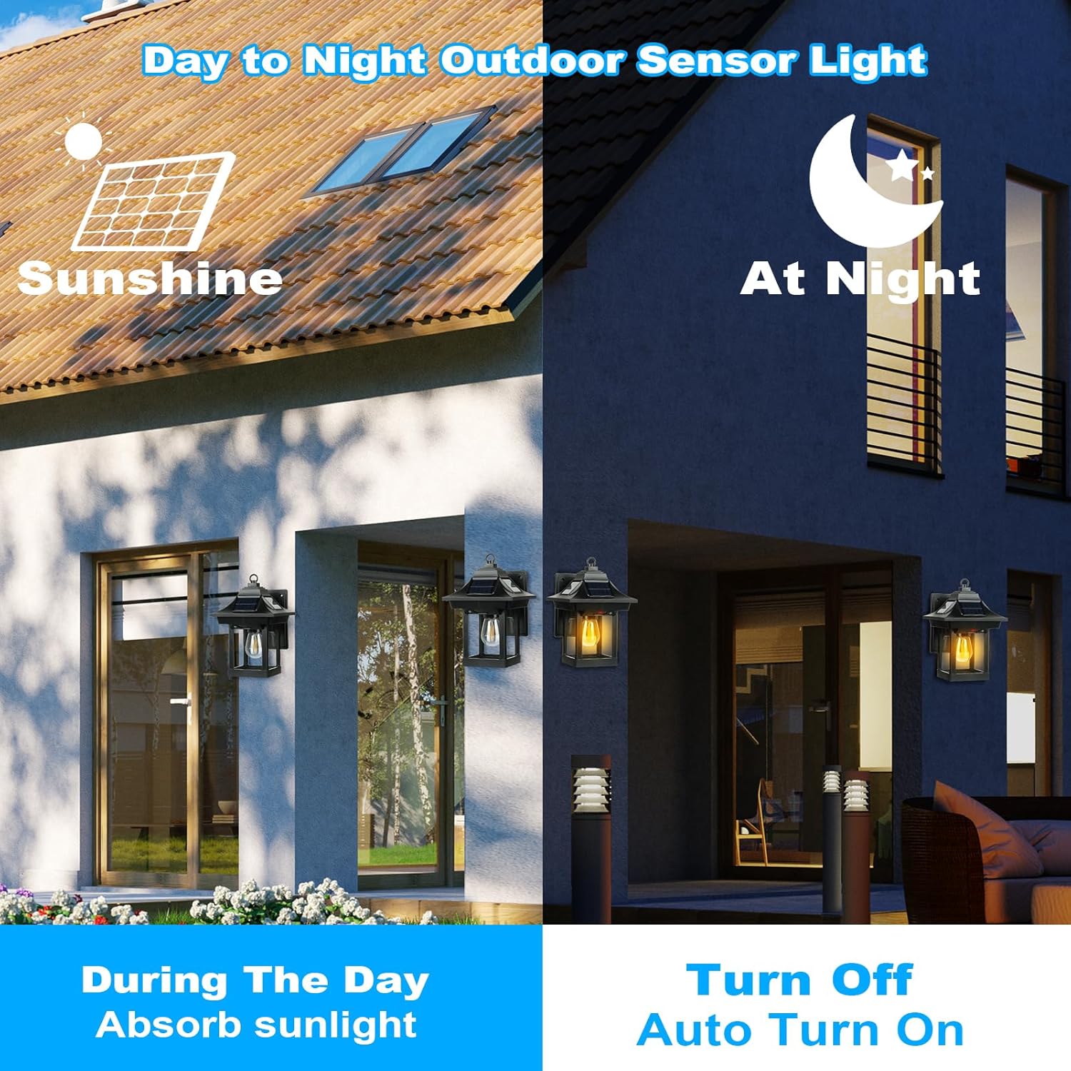 Flintronic Lampada da Parete Solare con Sensore, 2 Pezzi - immagine 3