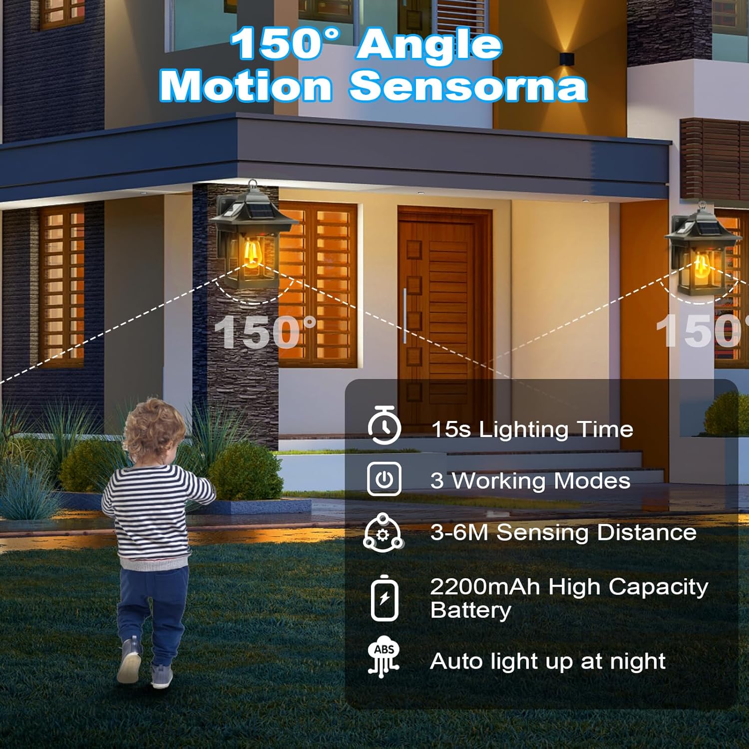 Flintronic Lampada da Parete Solare con Sensore, 2 Pezzi - immagine 4