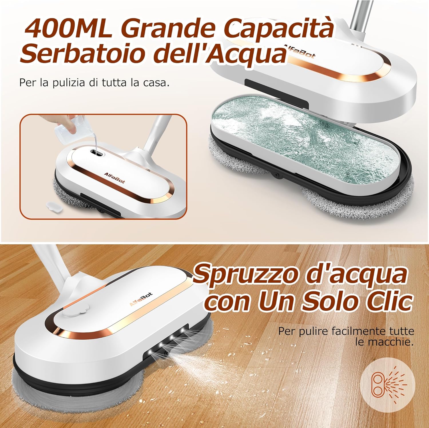 Alfabot S2 Mocio Elettrico Cordless 60min - immagine 2