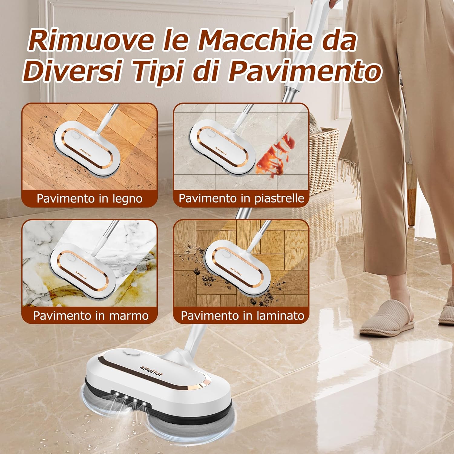 Alfabot S2 Mocio Elettrico Cordless 60min - immagine 5