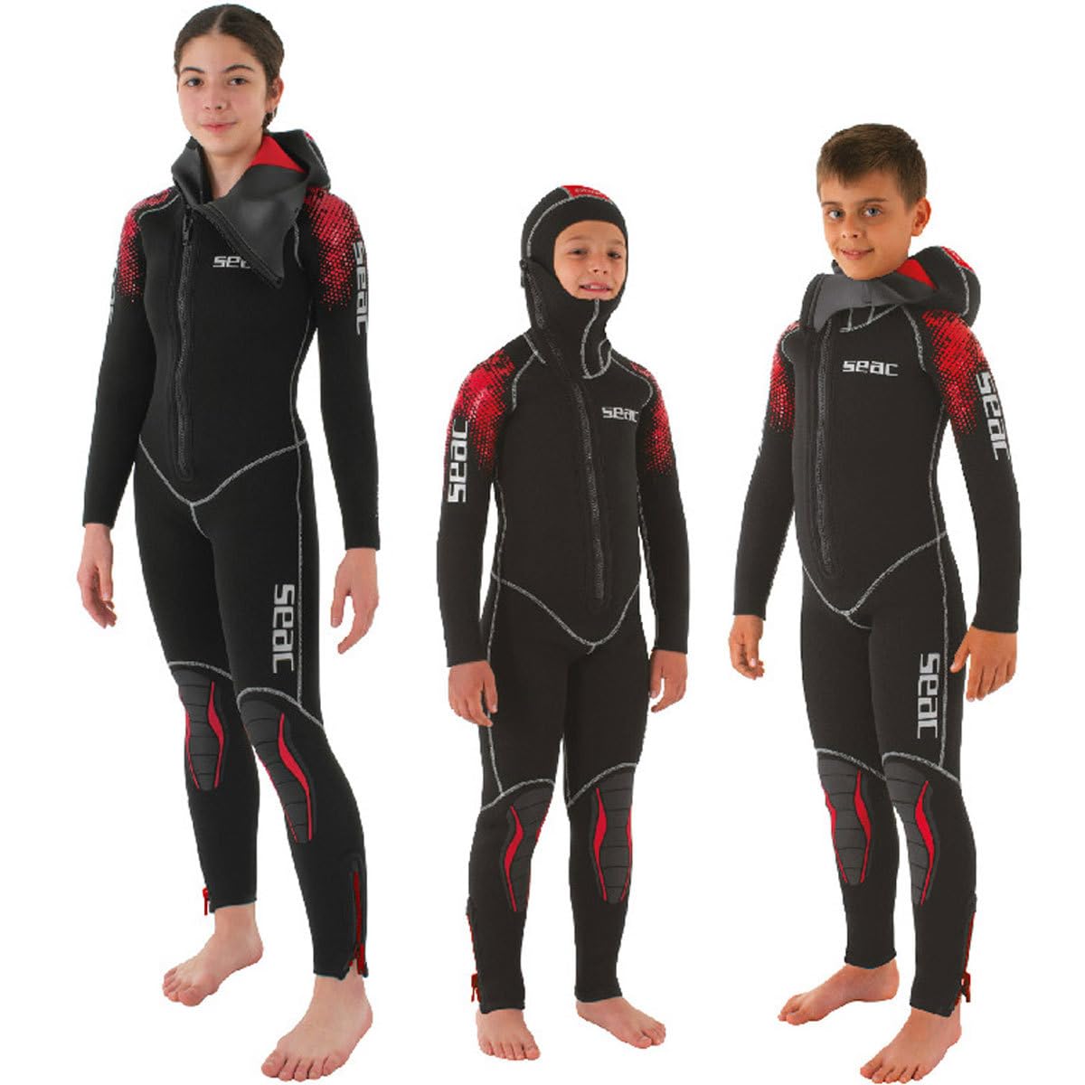 SEAC Muta da Subacquea Monopezzo con Cappuccio Integrato per Adulti, Nero/Blu Scuro, Neoprene, Immersione