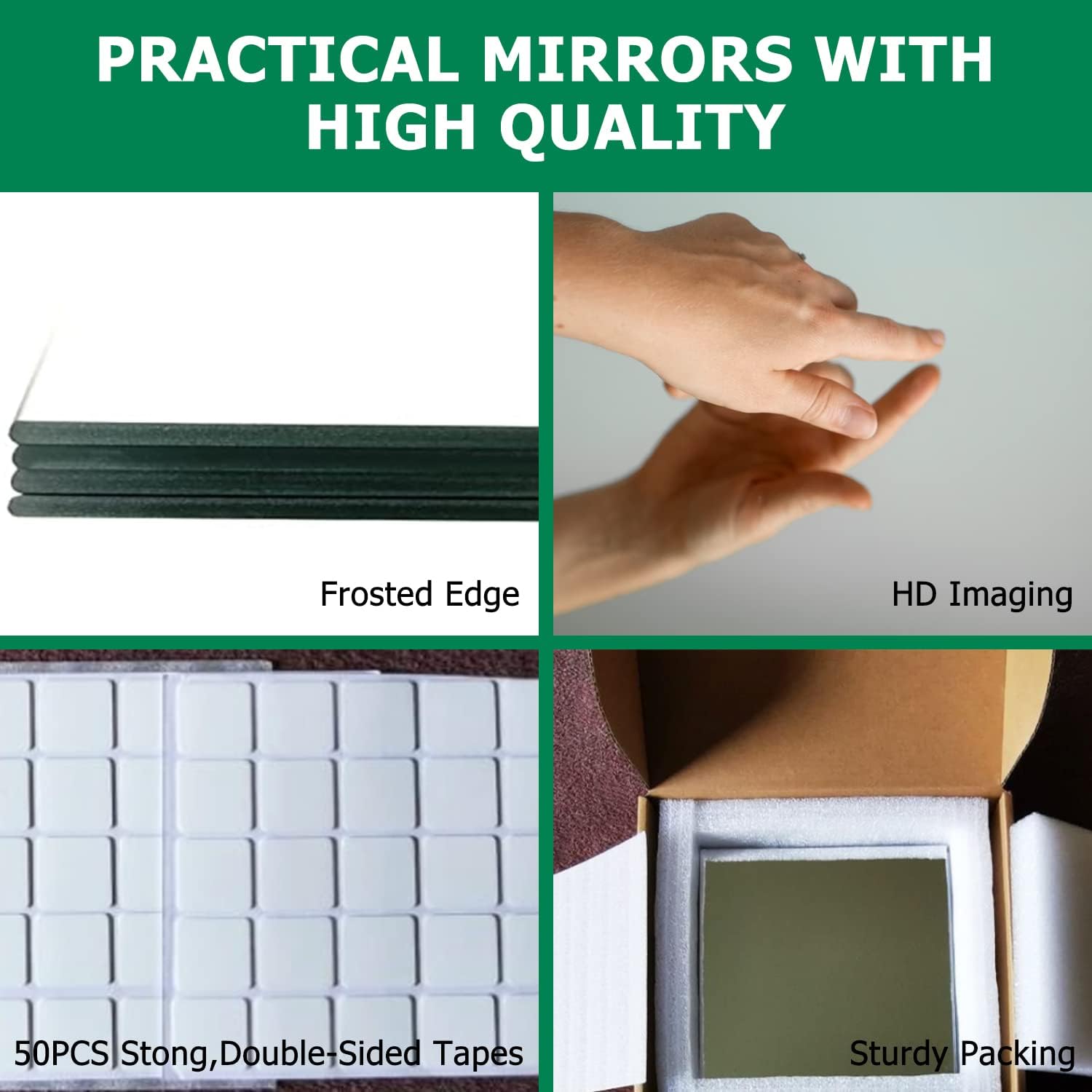 Specchi Adesivi da Parete 35x35cm, 4 Pezzi - immagine 4