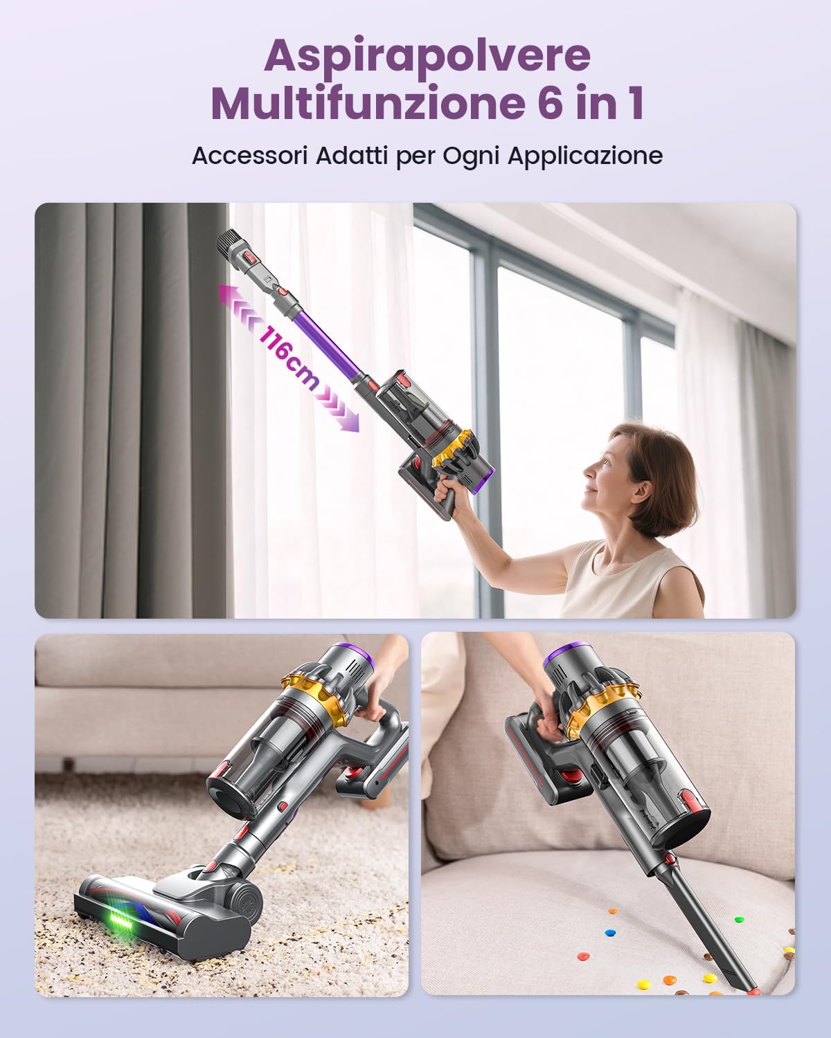 Aspirapolvere Senza Fili 580W 45KPA 70min - immagine 12