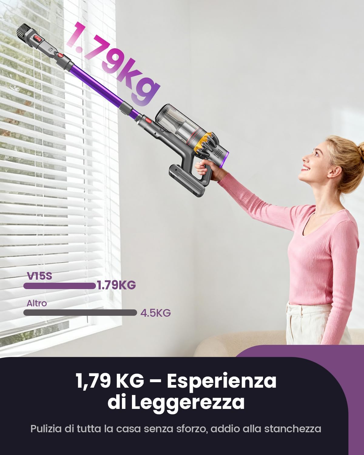 Aspirapolvere Senza Fili 580W 45KPA 70min - immagine 4