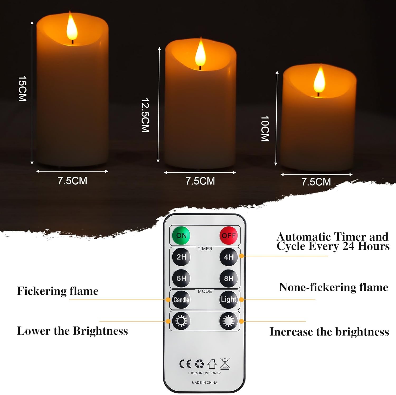 Forever Speed 3 Candele LED Ricaricabili con Timer - immagine 3