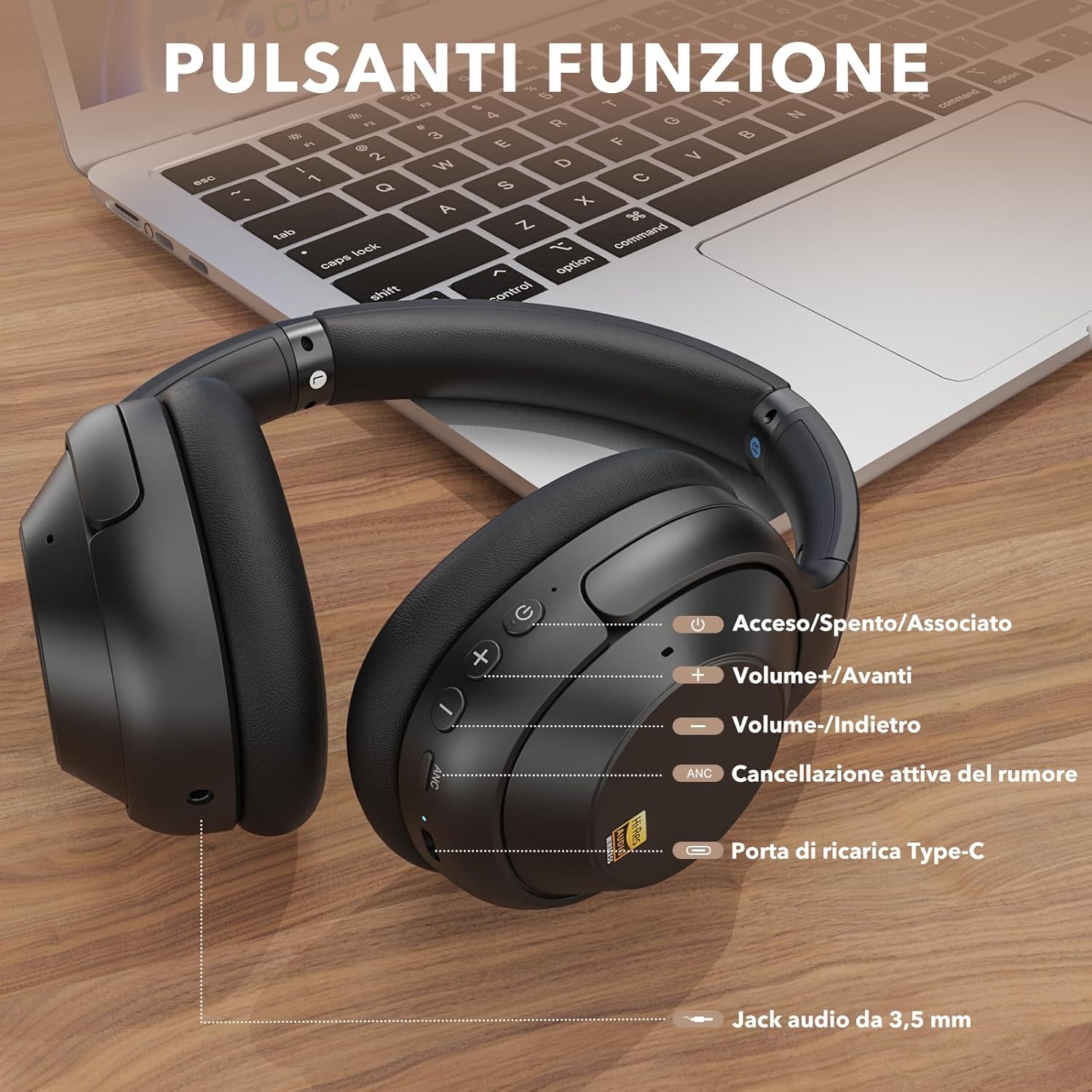 Ymoo Y7Pro Cuffie Over Ear Bluetooth ANC 80h - immagine 8