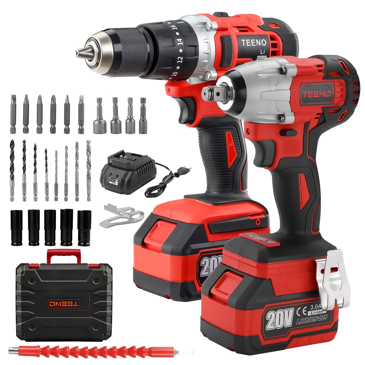 Teeno Kit Trapano a Percussione e Avvitatore a Impatto 320Nm