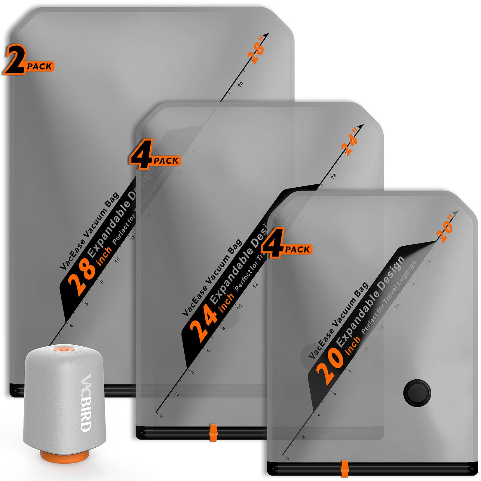 Sacchetti Sottovuoto Vestiti con Pompa Senza Fili 10 Pezzi