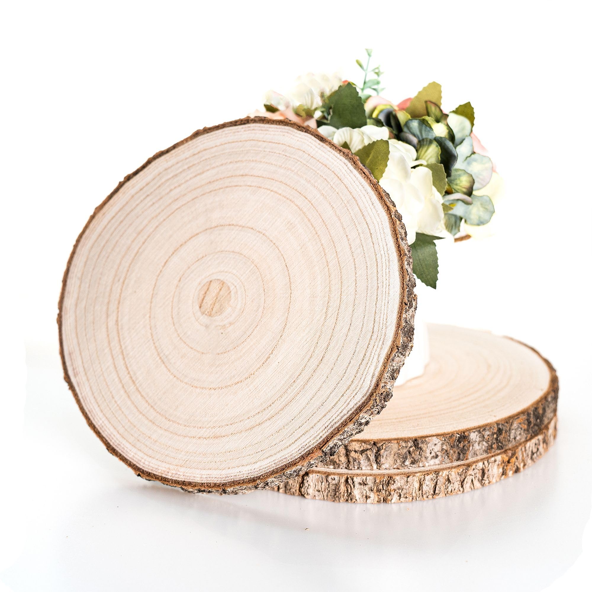 3 Dischi in Legno Naturale 20-23cm con Corteccia