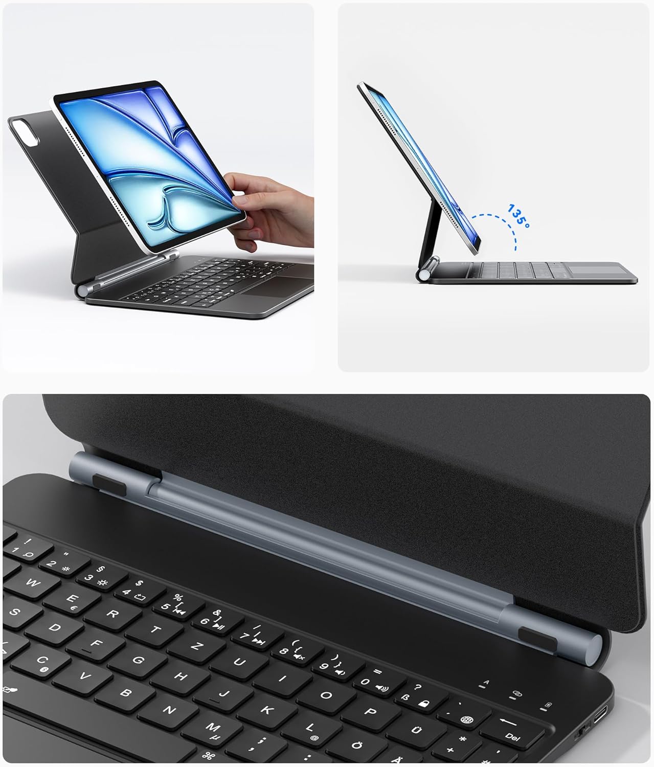 Earto Custodia Tastiera Magic Style per iPad Air 5 / Pro 11, Nero - immagine 6