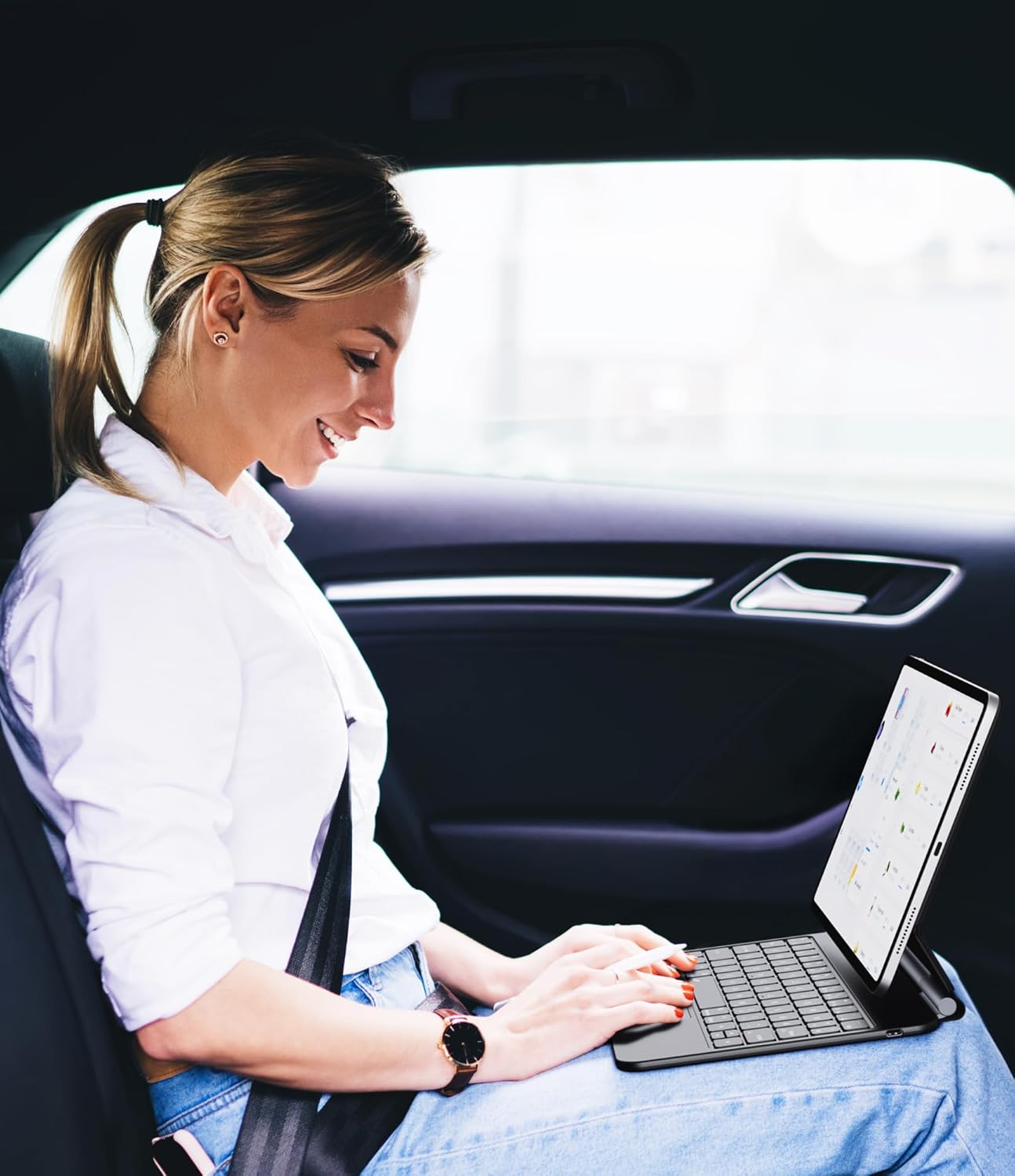 Earto Custodia Tastiera Magic Style per iPad Air 5 / Pro 11, Nero - immagine 8