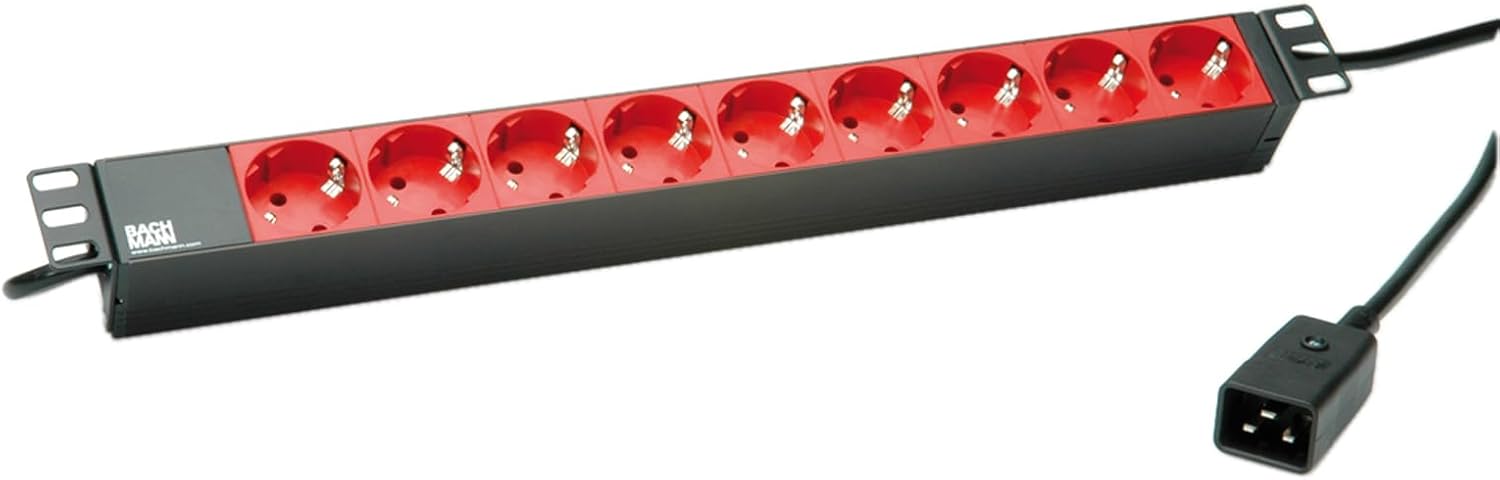 Bachmann 19071761 - Ciabatta elettrica da 19", 9 prese Schuko C20, colore: Nero