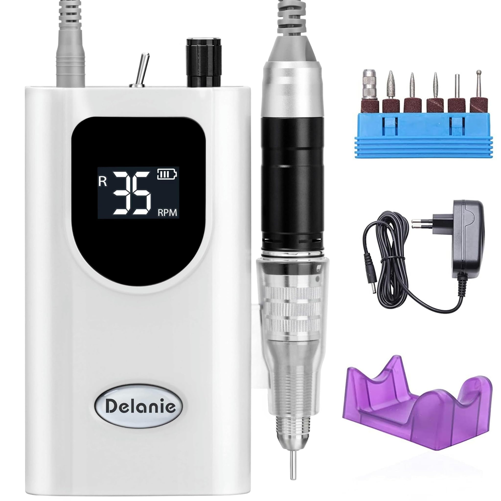 Delanie Fresa per Unghie Professionale 35000 Giri, Bianco