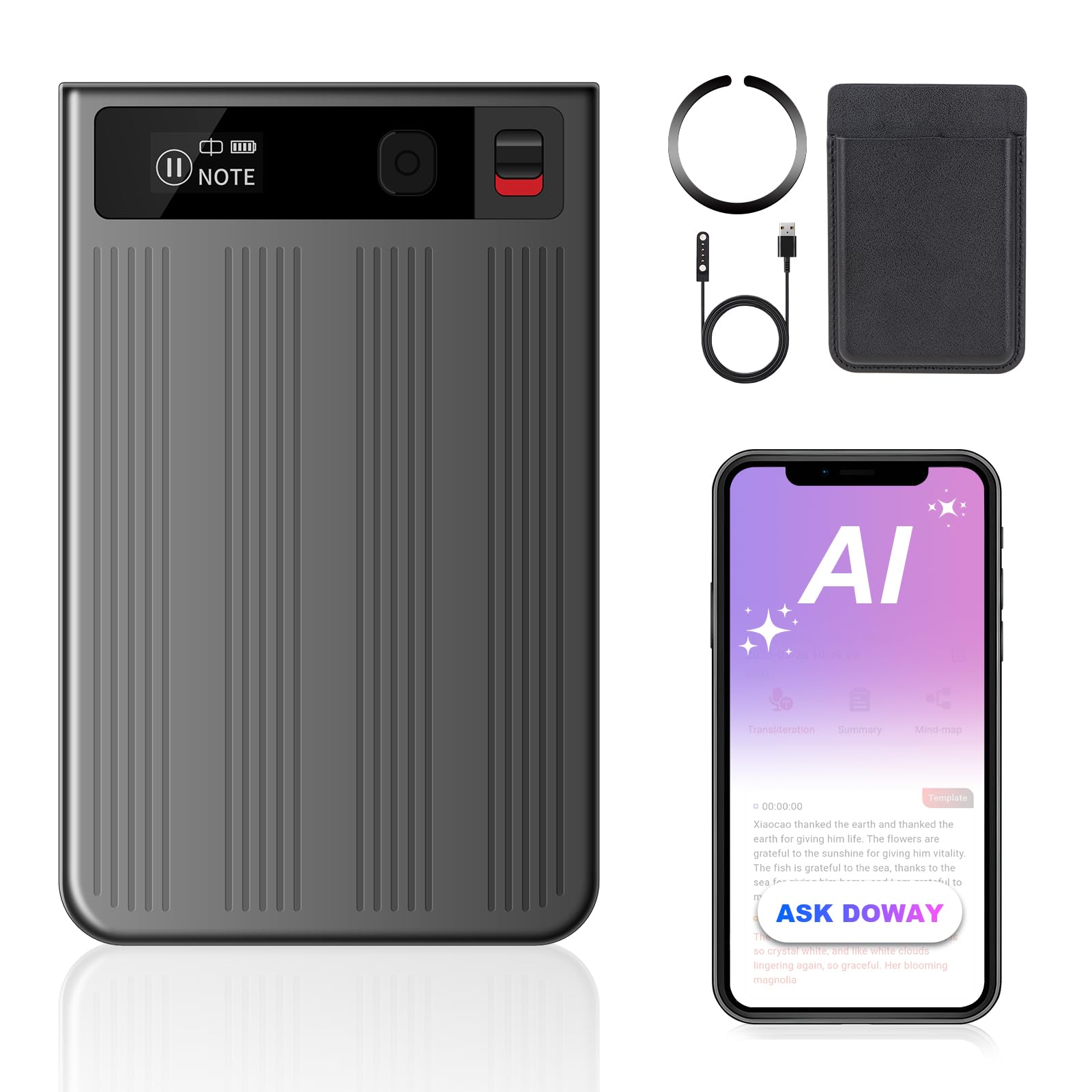 Registratore Vocale IA Qoosea 64GB con Trascrizione ChatGPT-4.0