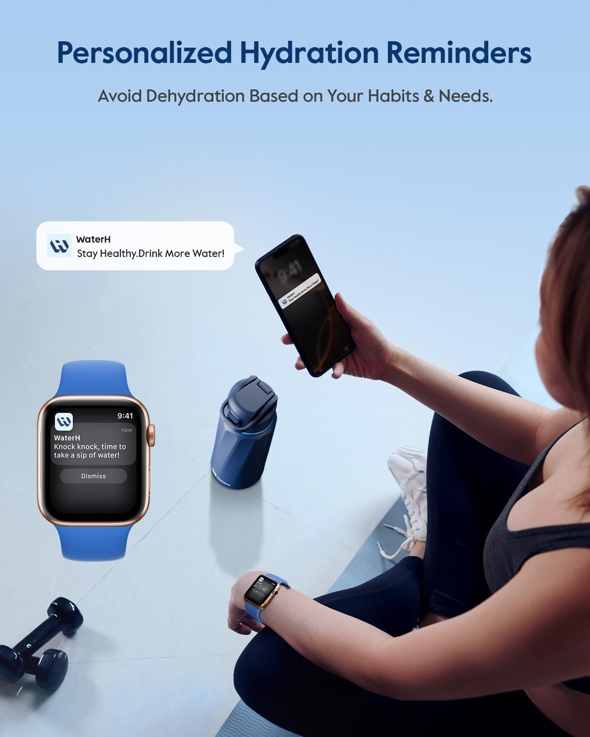 Waterh BOOST - Borraccia Intelligente 946ml, Blu - immagine 3