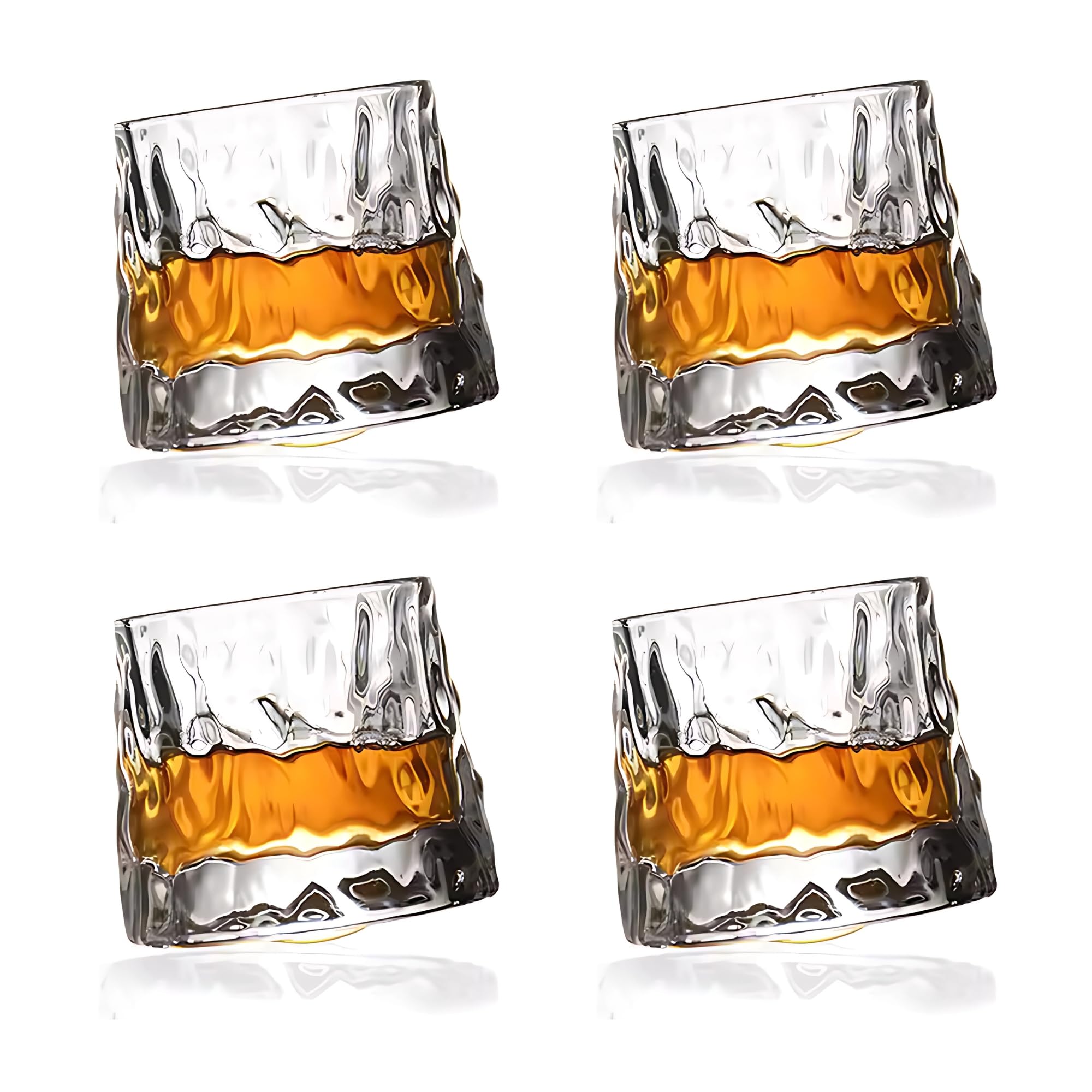 Set 4 Bicchieri da Whisky Rotanti con Fondo Sferico