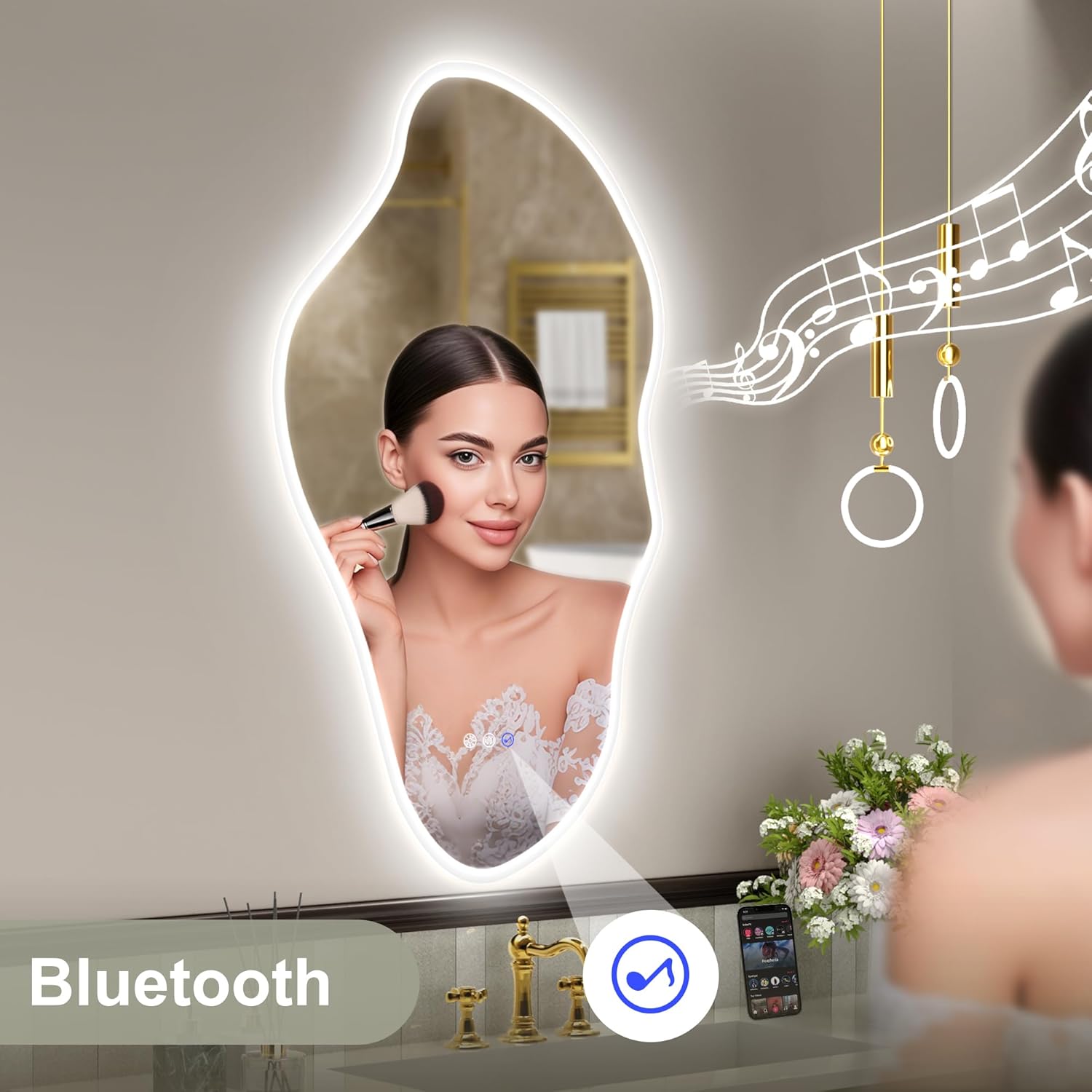 Starlead Specchio Bagno Irregolare 100x60cm LED Bluetooth - immagine 3