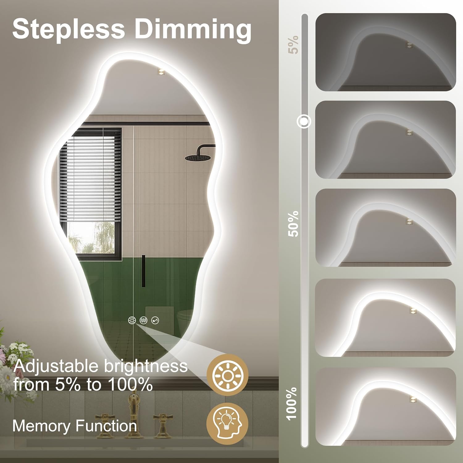 Starlead Specchio Bagno Irregolare 100x60cm LED Bluetooth - immagine 5