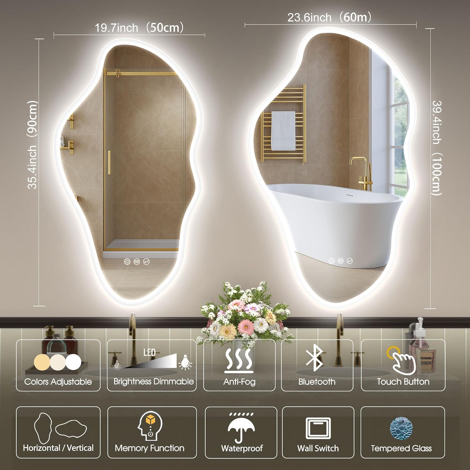 Starlead Specchio Bagno Irregolare 100x60cm LED Bluetooth - immagine 6